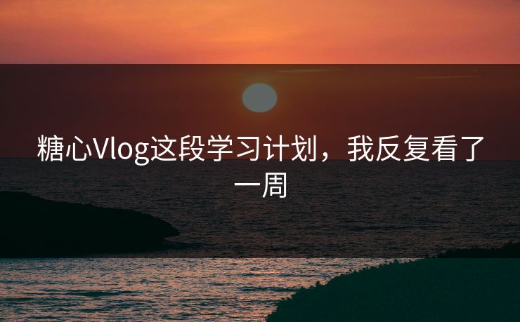 糖心Vlog这段学习计划，我反复看了一周