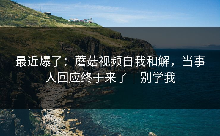 最近爆了：蘑菇视频自我和解，当事人回应终于来了｜别学我