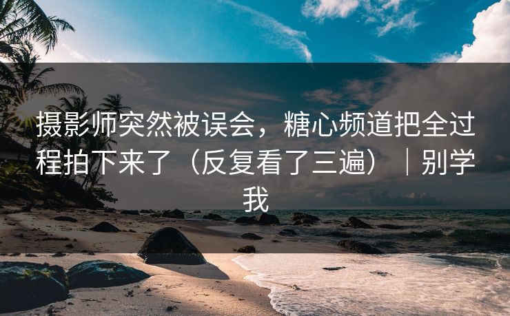 摄影师突然被误会，糖心频道把全过程拍下来了（反复看了三遍）｜别学我