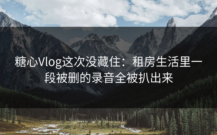 糖心Vlog这次没藏住：租房生活里一段被删的录音全被扒出来