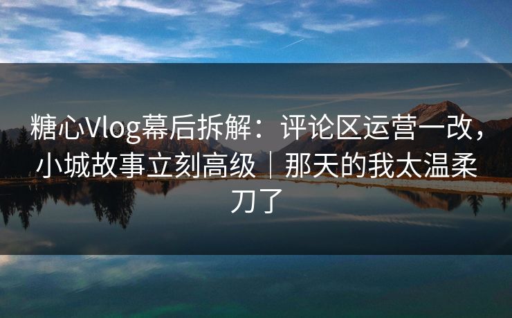 糖心Vlog幕后拆解：评论区运营一改，小城故事立刻高级｜那天的我太温柔刀了