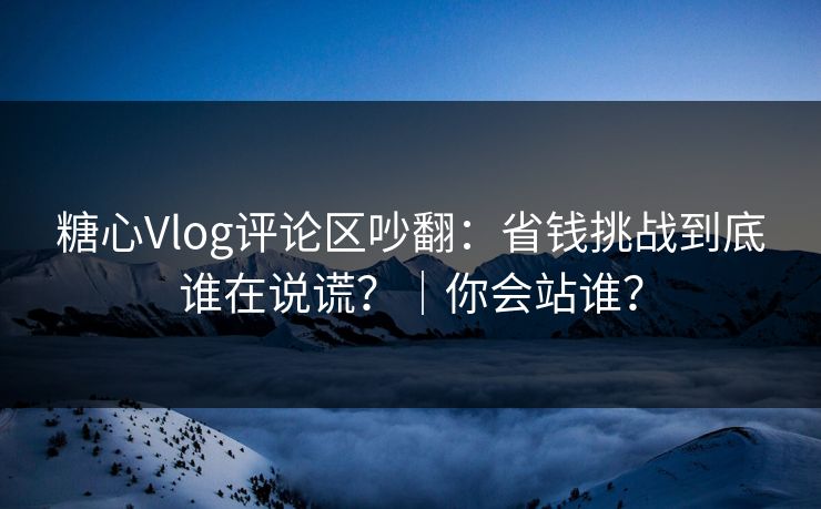糖心Vlog评论区吵翻：省钱挑战到底谁在说谎？｜你会站谁？