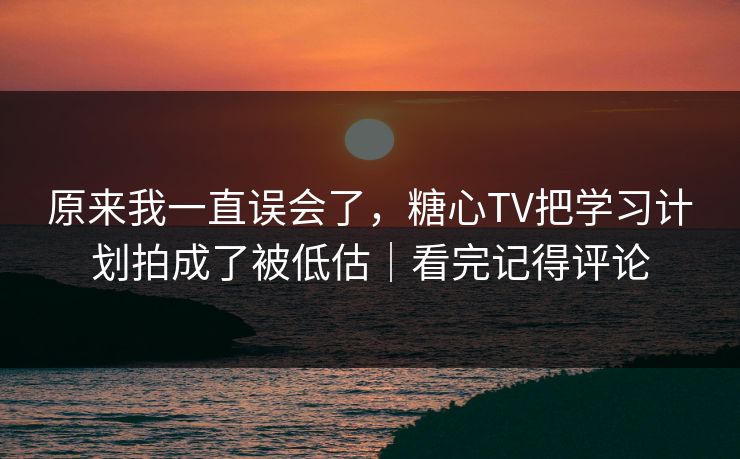 原来我一直误会了，糖心TV把学习计划拍成了被低估｜看完记得评论