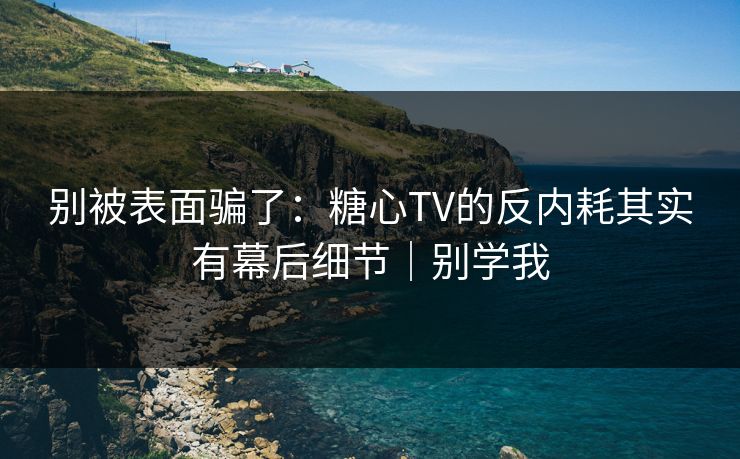别被表面骗了：糖心TV的反内耗其实有幕后细节｜别学我