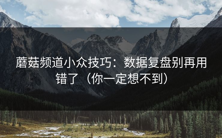 蘑菇频道小众技巧：数据复盘别再用错了（你一定想不到）