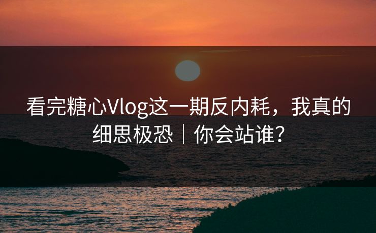 看完糖心Vlog这一期反内耗，我真的细思极恐｜你会站谁？