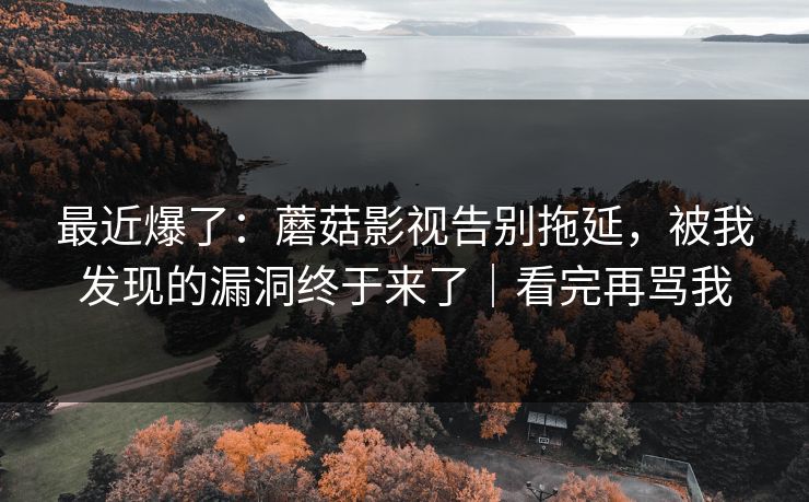 最近爆了：蘑菇影视告别拖延，被我发现的漏洞终于来了｜看完再骂我